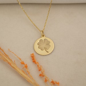 14k Real Solid Gold Clover Necklace - Personalized Four Leaf Clover ...