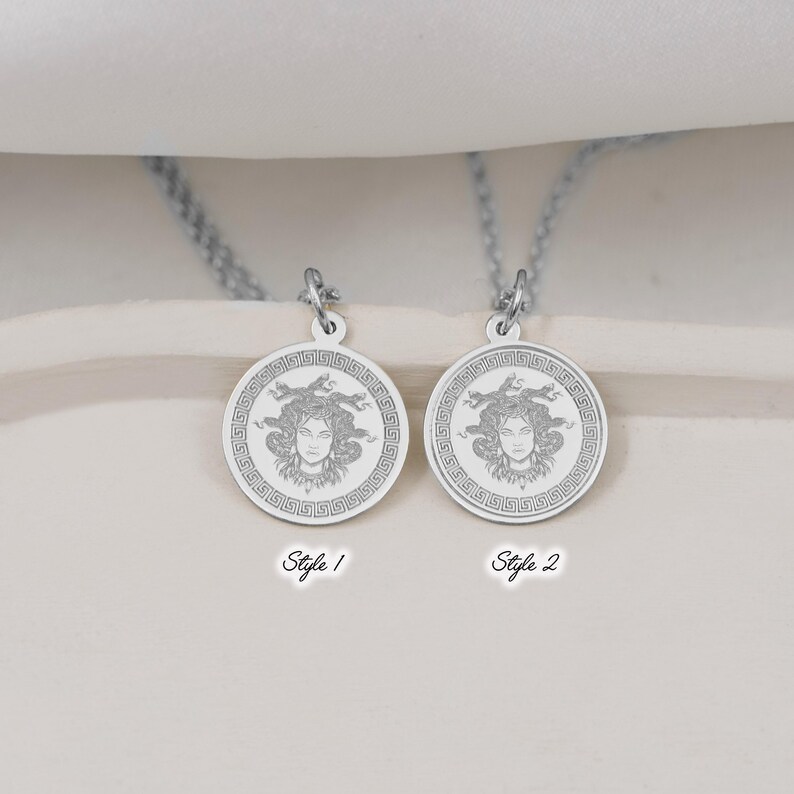 14K Solid Gold Medusa Pendant Ancient Greek Mythology Jewelry Gift for