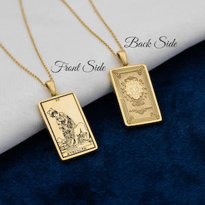 Doppelseitige Sternzeichen Tarot Halskette Stärke Löwe Von Demir Uluer - Zierlicher Horoskop Anhänger - Astrologie Schmuck - Geburtstag Geschenk