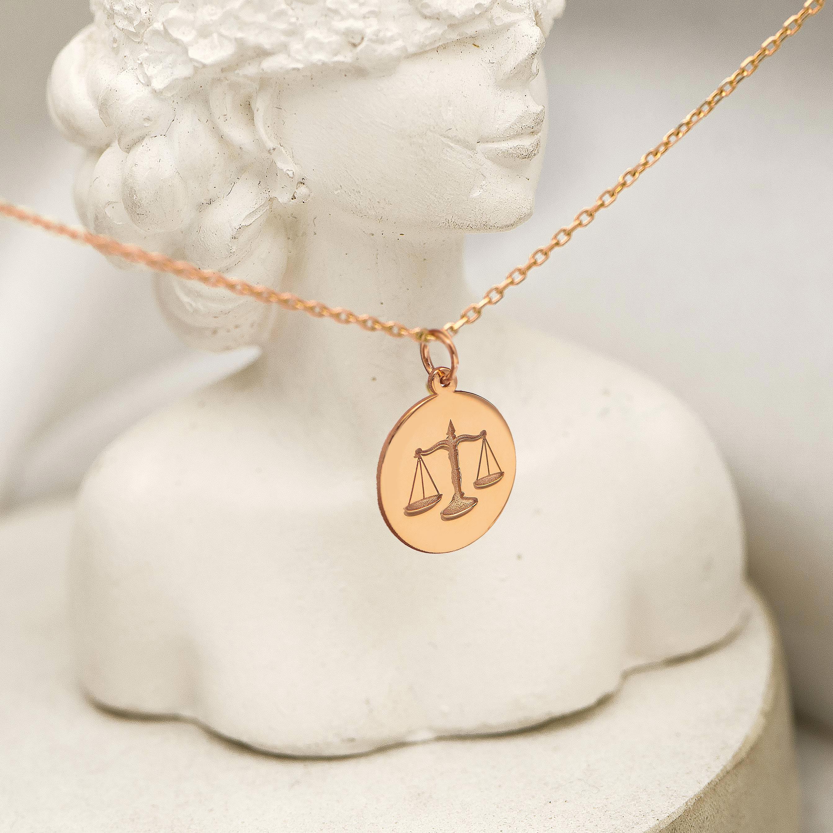 14K Solid Gold Justice Pendant - Symbol of Fairness and Truth