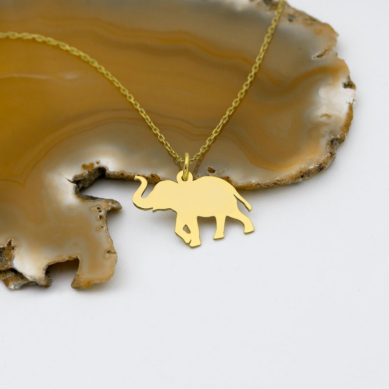 14k Real Solid Gold Elephant Necklace By Demir Uluer Tiny Elephant 