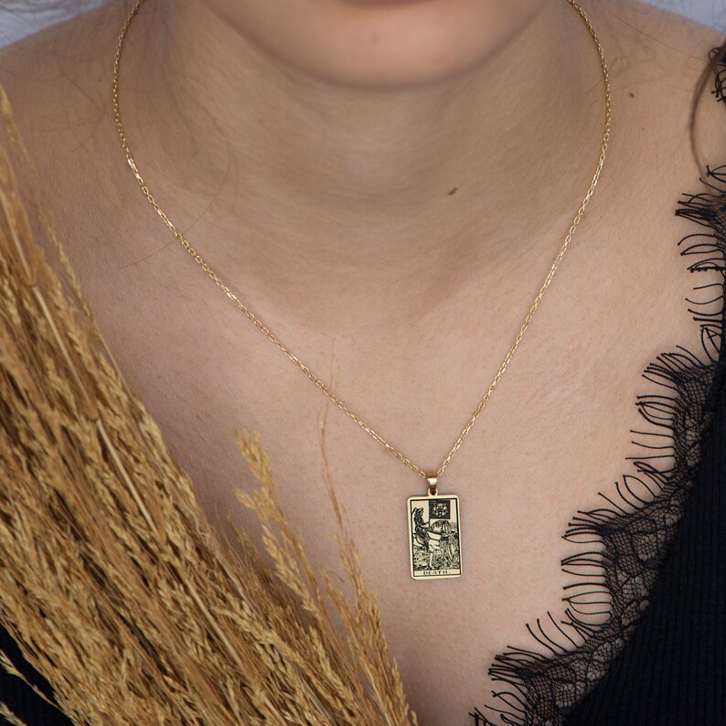 The Death Tarot Card Necklace 14K Solid Gold Tarot Jewelry Etsy