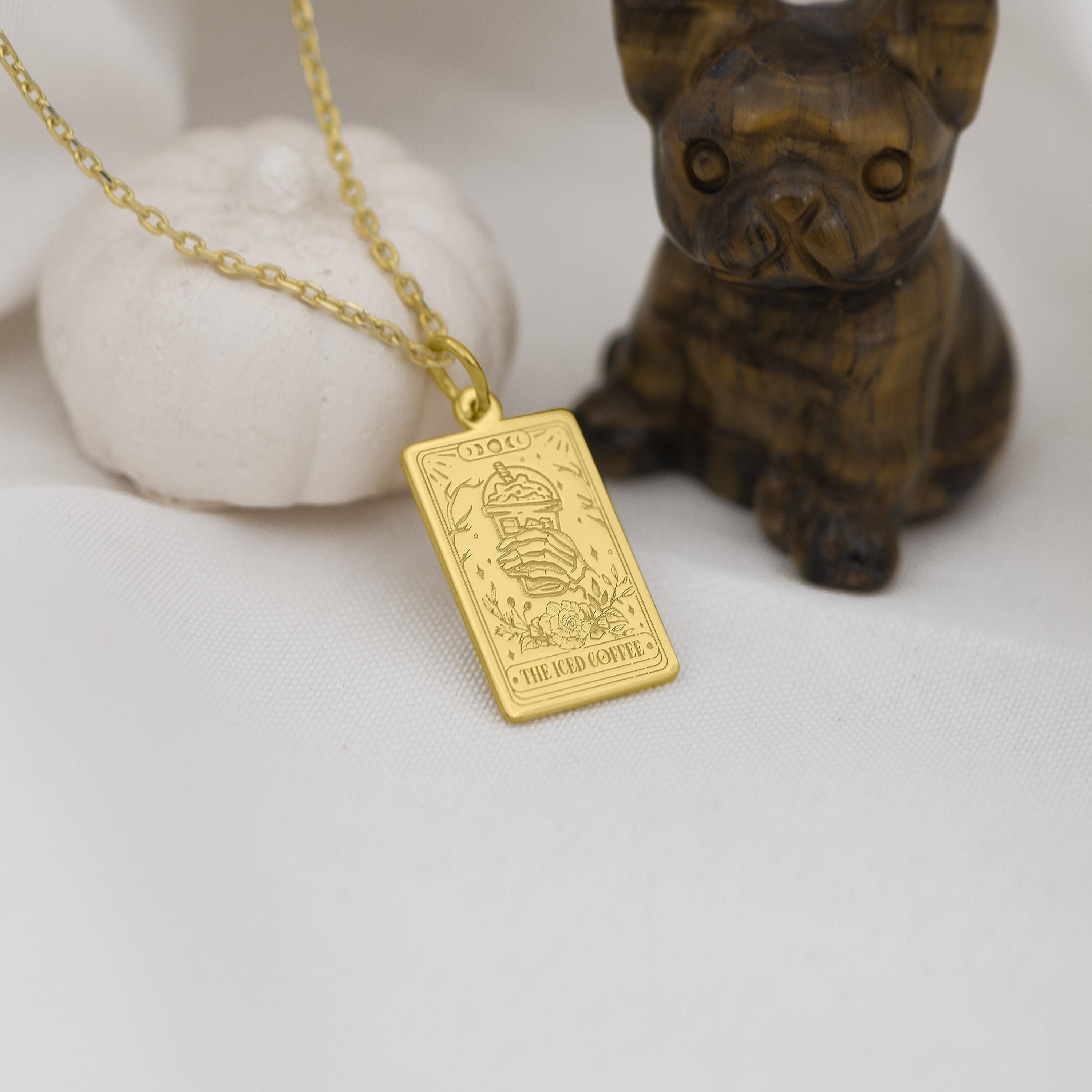 14K Solid Gold Iced Coffee Necklace - Coffee Lover Jewelry | Barista Gift | Summer Beverage Charm Pendant for Women | Gold Coffee Necklace