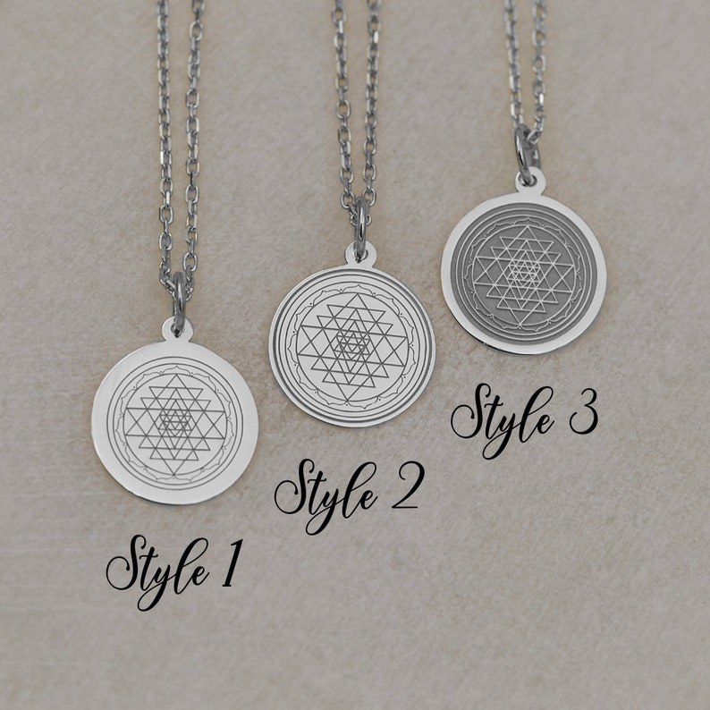 14K Solid Gold Sri Yantra Necklace - Sacred Geometry Pendant, Spiritual Meditation Jewelry, Energy Healing Amulet, Yoga Gift for Mindfulness image 6