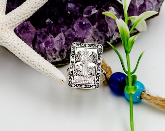 Tarot Jewelry The Temperance Tarot Card Ring Silver Tarot Gifts Astrology Ring Zodiac Ring Regalo para su mamá Regalos Anillo personalizado Uluer