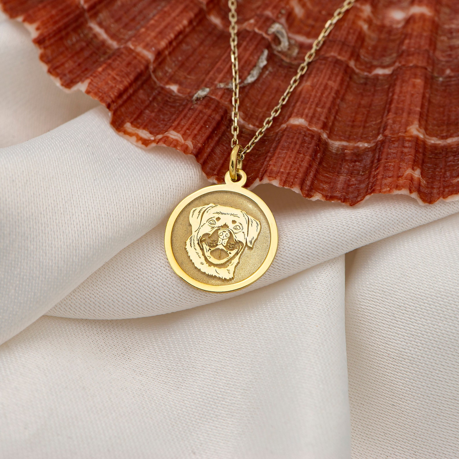Gold Rottie Real 14k Solid Gold Rottweiler Necklace by Demir Uluer ...