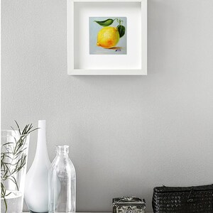 Lemon oil painting. Small original kitchen artwork.