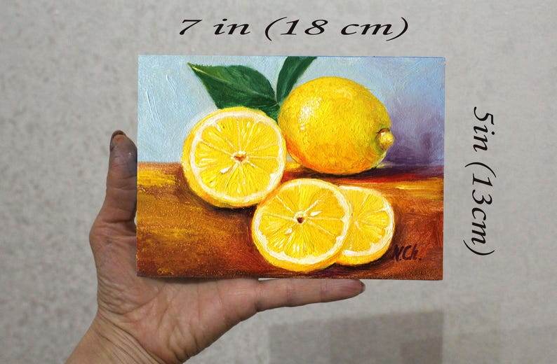 Lemon oil painting, 5x7 in