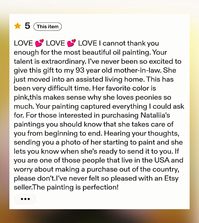 Peonies painting. Review of buyer