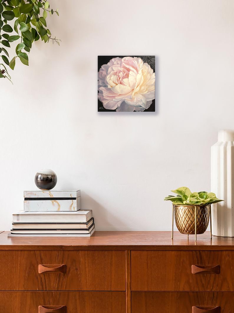 Peony Painting Floral Original Art Flower Pink White Oil Canvas Wall Art Artwork by N.Chernous image 8