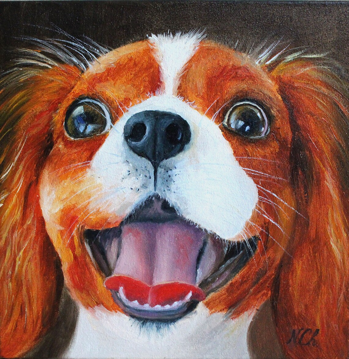 Dog face Painting Pet Portrait Original Art Animal Oil Etsy