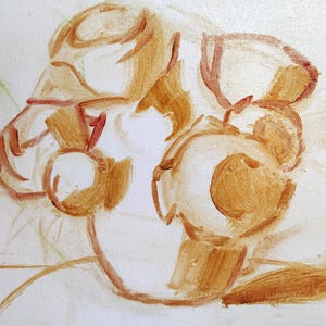 Peony oil painting in progress