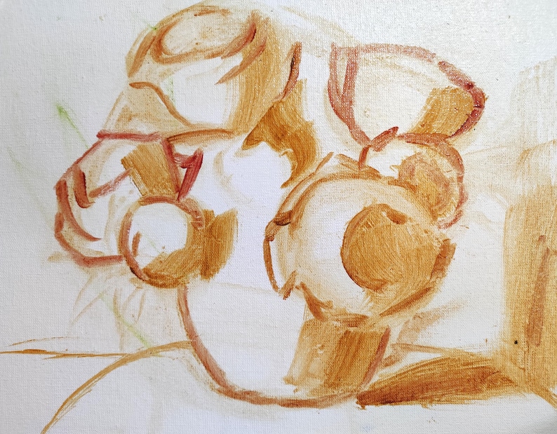 Peony oil painting in progress