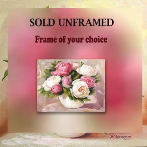 Peony oil painting, unframed
