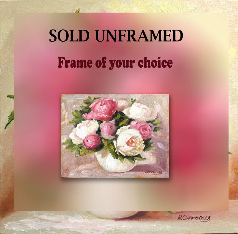 Peony oil painting, unframed