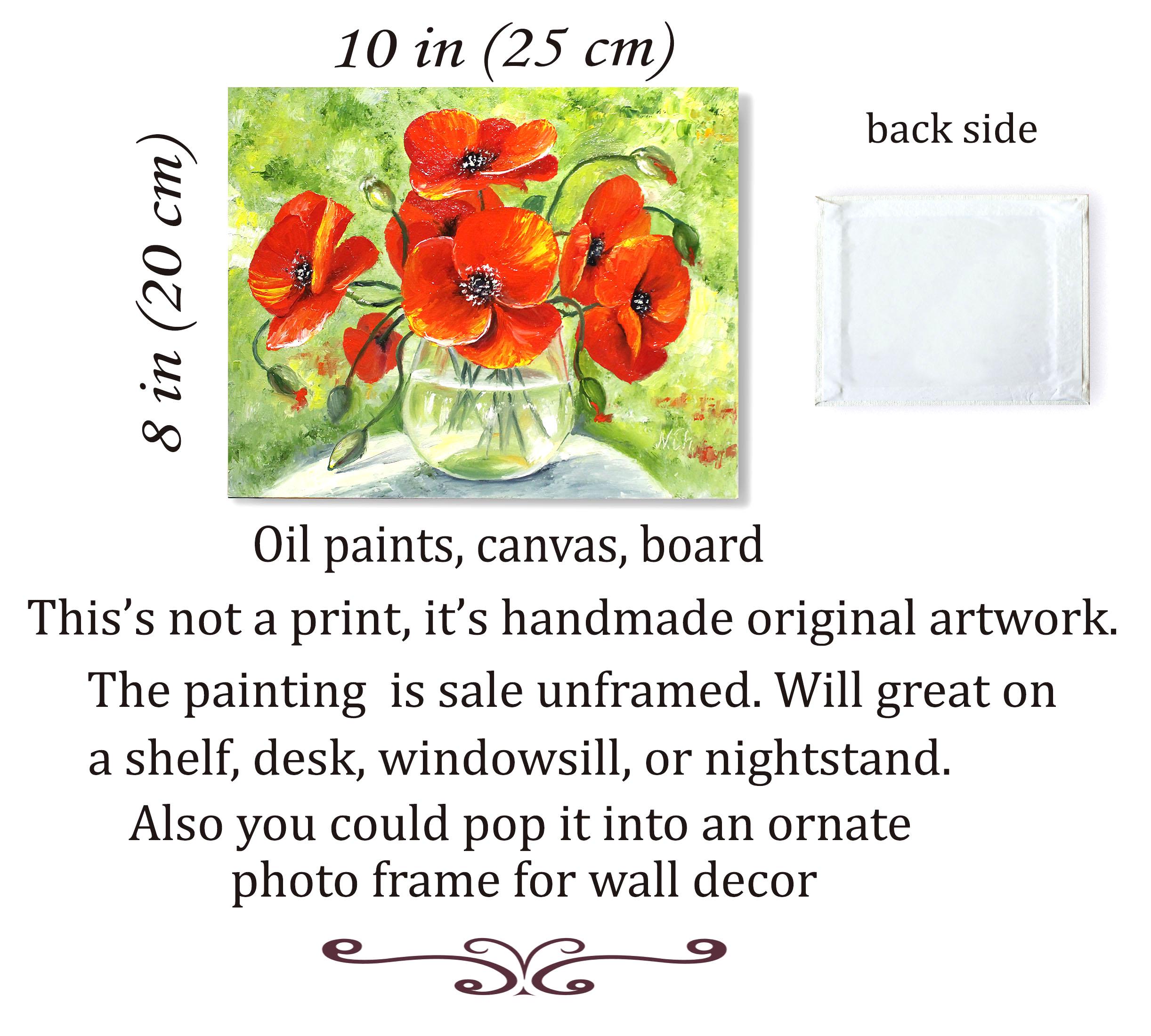 Poppy Painting Floral Original Art Flower Oil Artwork California ...
