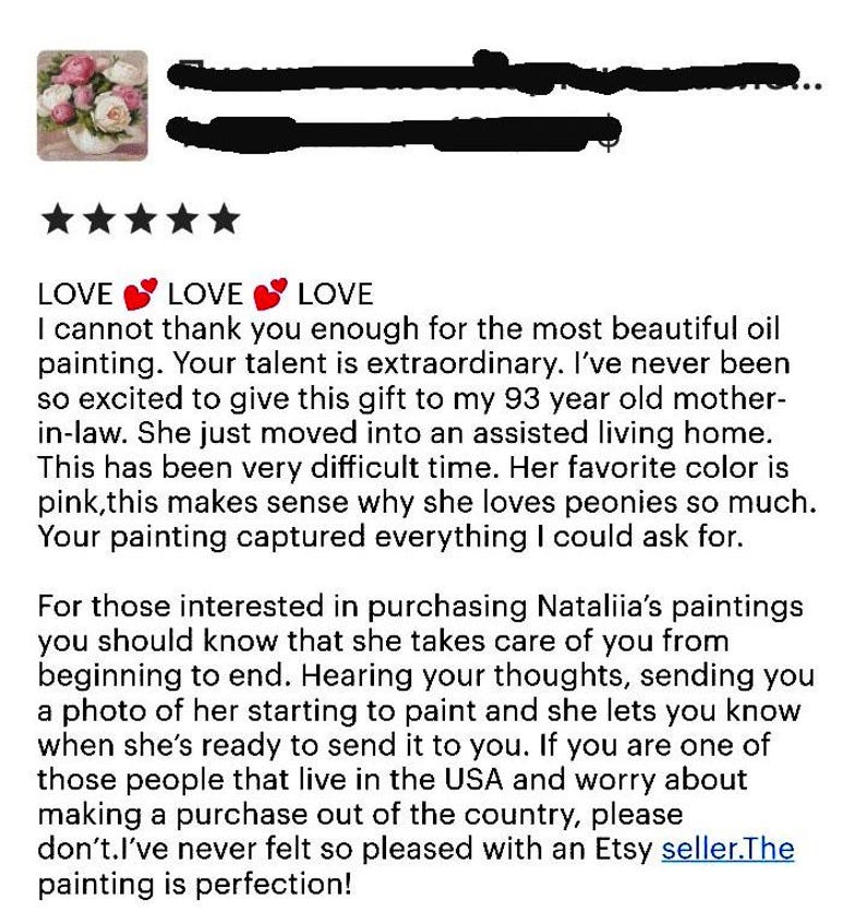 Peony oil painting .Review by buyer