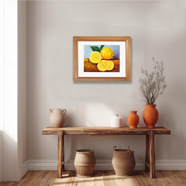 Lemon oil painting, Citrus still life