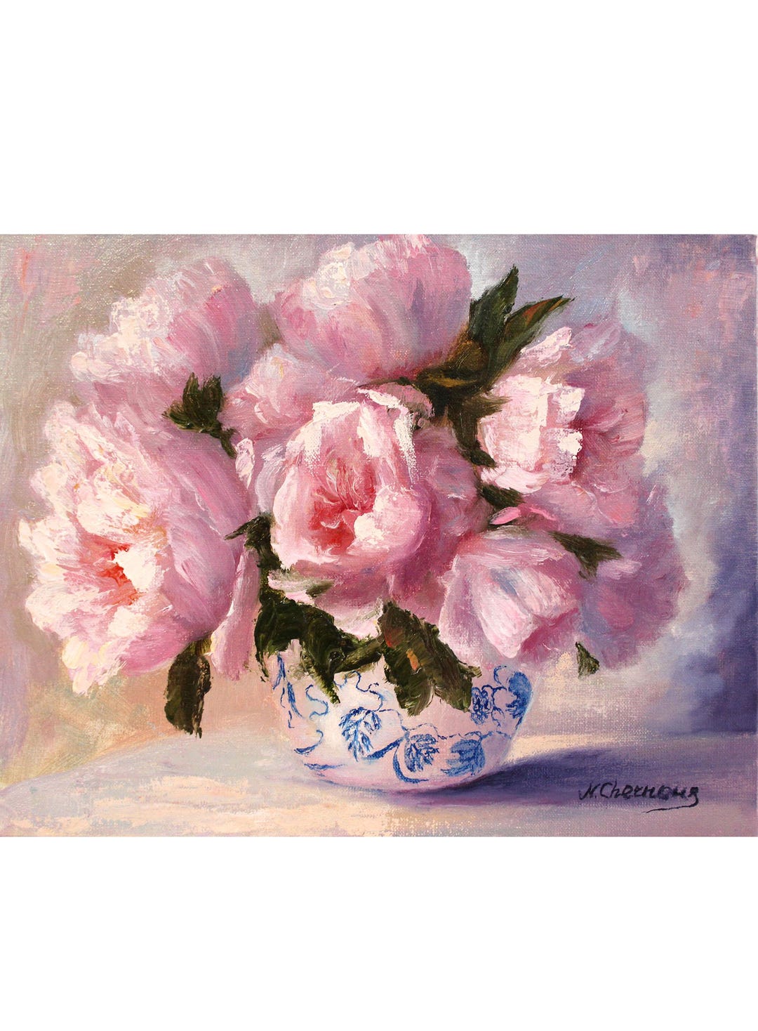 Peony Painting Flower Original Art Pink Floral Textured Oil Artwork - Etsy