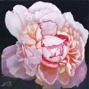 Peony Painting Floral Original Art Flowers Oil Painting Pink Peonies Wall Art Artwork Canvas 8&quot;x8&quot;