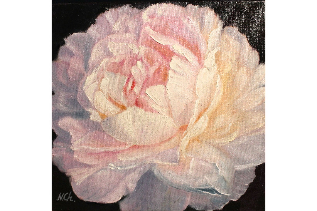 Peony Painting Floral Original Art Pink Flower Oil on Canvas Wall Art ...
