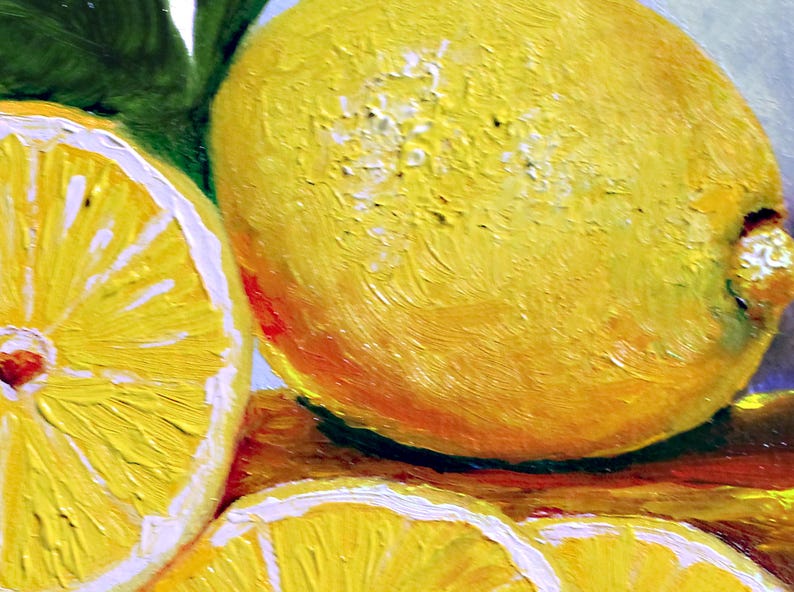 Lemon oil painting, Close-up