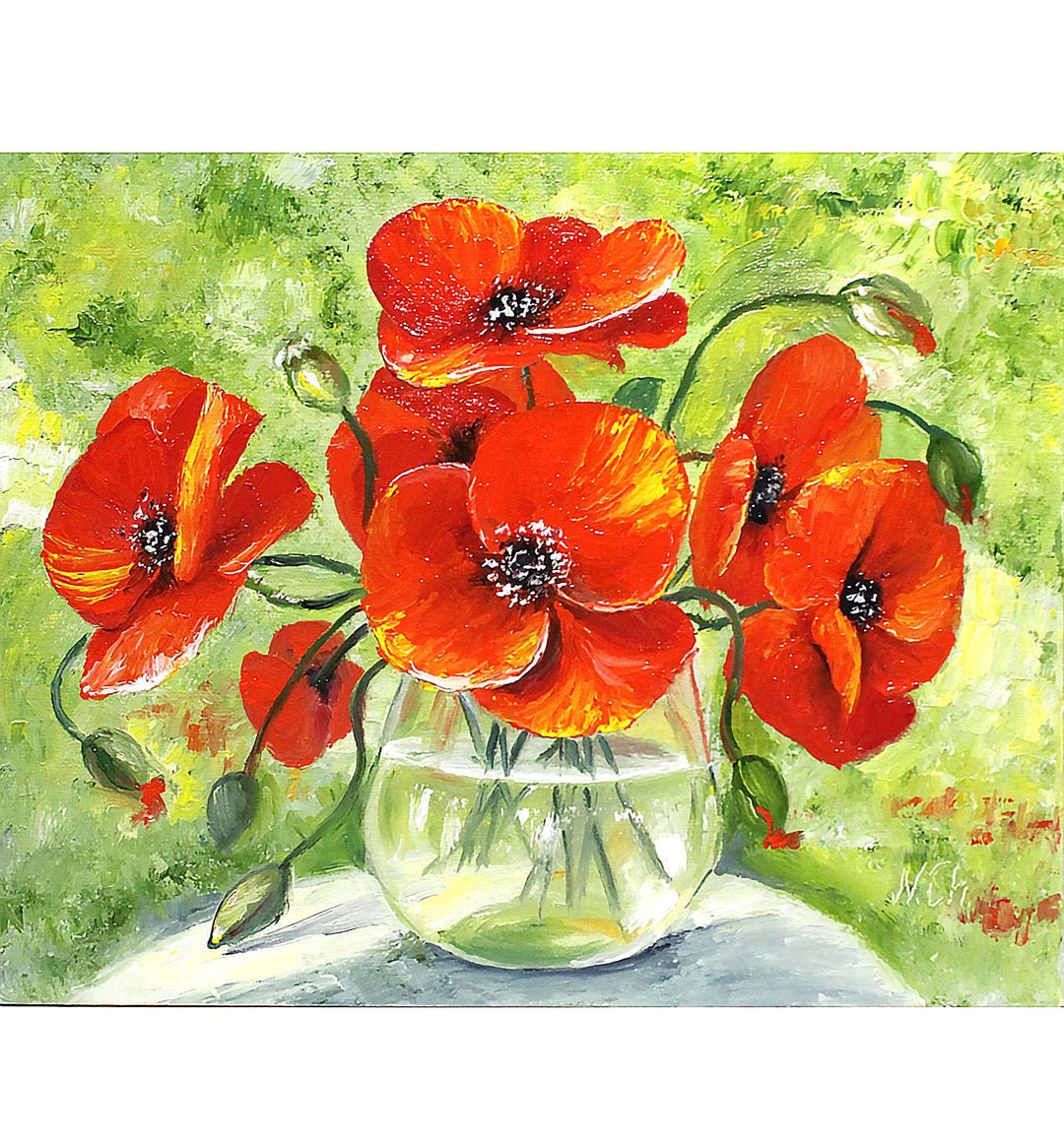 Poppy Painting Floral Original Art Flower Oil Artwork California ...