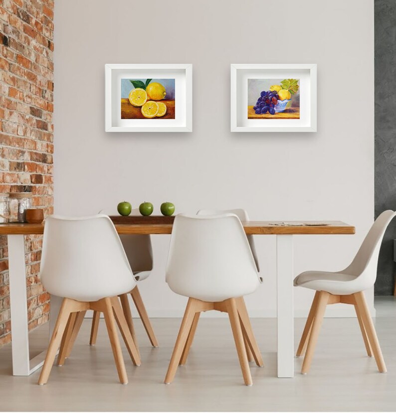 Lemon oil painting. Still life painting.