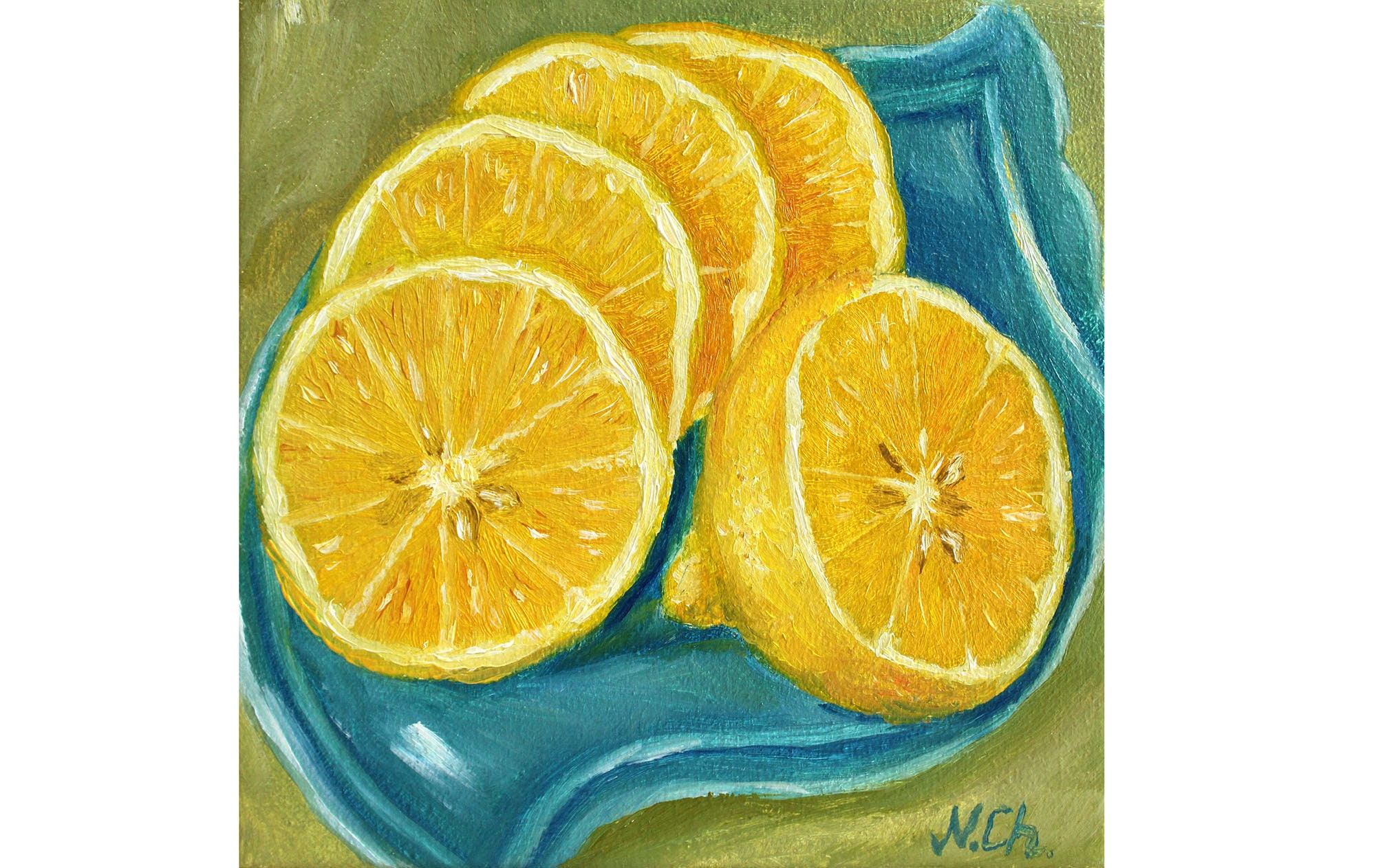 Lemon Painting Fruit Original Art Kitchen Wall Art Oil Mini Etsy