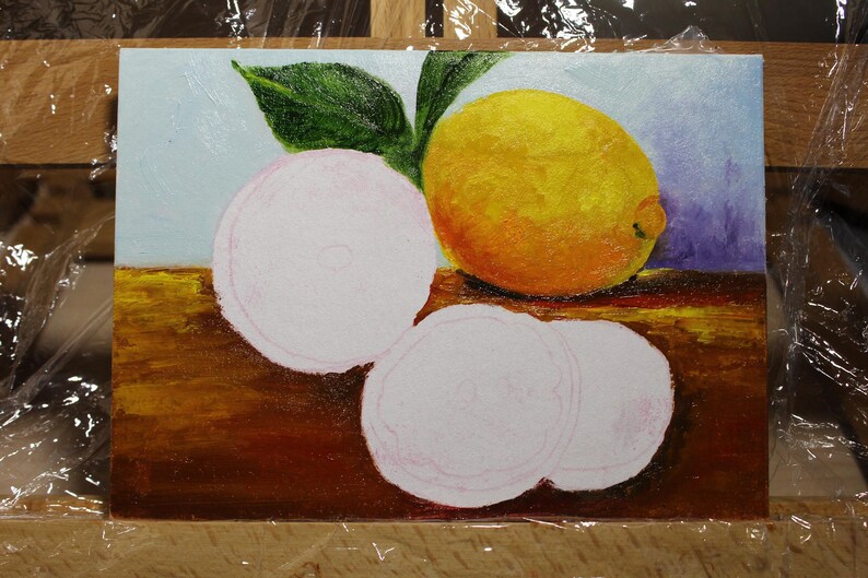 Lemon oil painting in progress