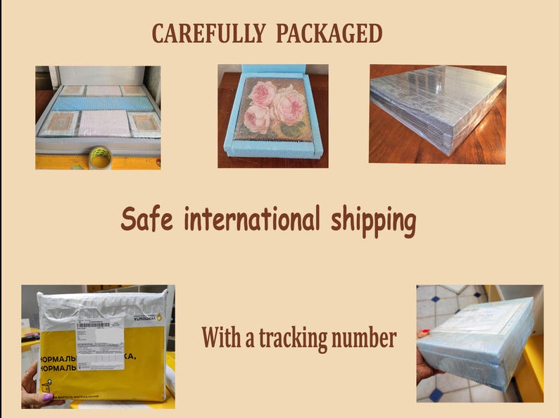 Oil painting carefully packed for safe international shipping