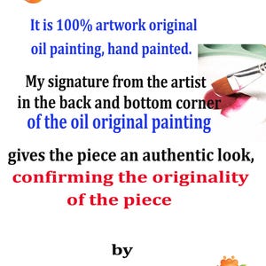 Original oil painting, hand painted." Signature from the artist in the back and bottom corner of the oil original painting gives the piece an authentic look, confirming the originality of the piece by OilPaintingChernous."