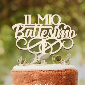 Cake topper il mio Battesimo L 18 cm  in legno - I MAESTRI