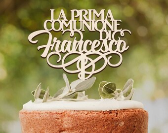 Cake topper Comunione Personalizzato con Nome Ideale come Scritta Decorativa per la Torta della Prima Comunione I Maestri Made in Italy