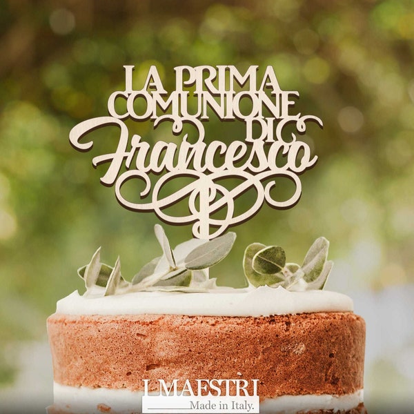 Cake topper Comunione Personalizzato con Nome Ideale come Scritta Decorativa per la Torta della Prima Comunione I Maestri Made in Italy