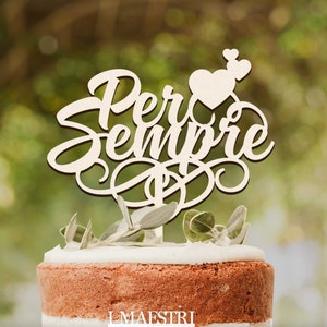 Cake topper matrimonio, prima promessa, anniversario PER SEMPRE L 18 cm in legno