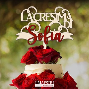 Cake Topper Cresima Personalizzabile con Nome, I Maestri Made in Italy, Linea Joy