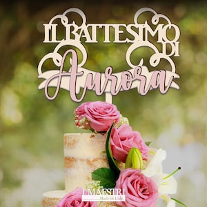 Cake Topper Battesimo Personalizzabile con Nome, I Maestri Made in Italy, Linea Joy