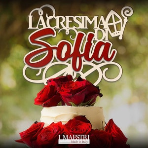 Cake Topper Cresima Personalizzabile con Nome Mitria e Pastorale Ideale come Scritta in Legno per la Santa Cresima - I Maestri Made in Italy