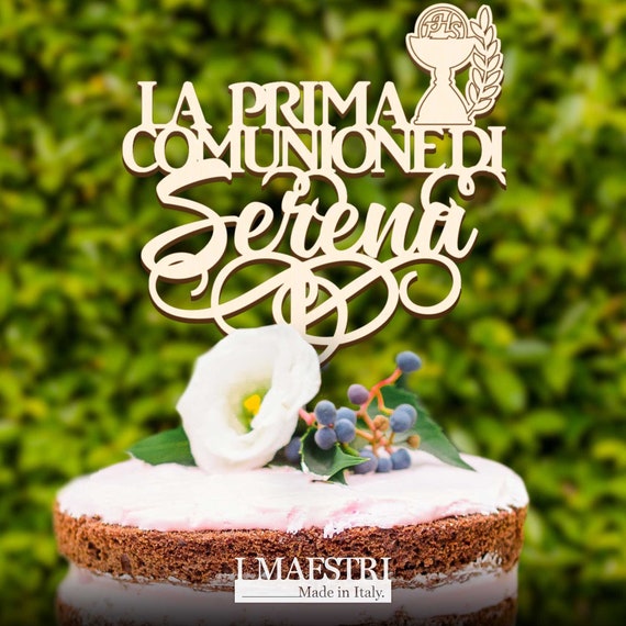First Communion Cake Topper Customizable With Name, Chalice and Ear I  Maestri Made in Italy 
