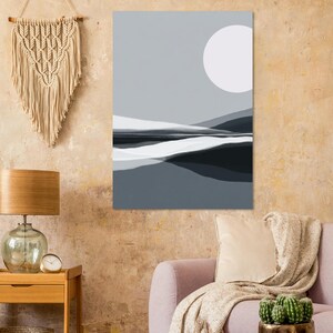Poster invernale astratto dell'Islanda, paesaggio glaciale, arte murale scandinava, arredamento minimalista, toni freddi, stampa nordica, opera d'arte moderna sulla natura.