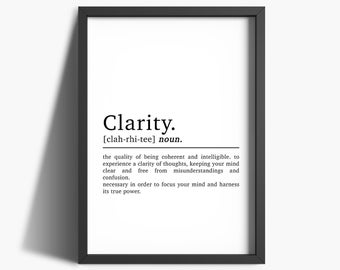 Clarity Definition Office Wall Art Home Office Print Inspirational Quote  Print Home Décor Motivational Print Home Office Decor - Etsy