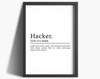 Hacker Definition Digital Print | 8 x 10 | Gamer Print | Gaming Wall Art | Gamer Gift | Boys Bedroom Decor | Gaming Poster | Downloadable