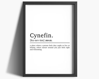 Welsh Print Cynefin Definition | Bedroom Decor | Home Decor | Kitchen Wall Art | Welsh Sayings | Welsh Words | Welsh Quotes | Gifts | Welsh