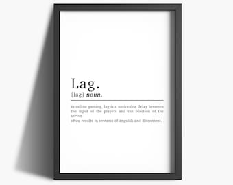 Lag Definition Gamer Print | Minimalist Gaming Room Art (Digital Download)