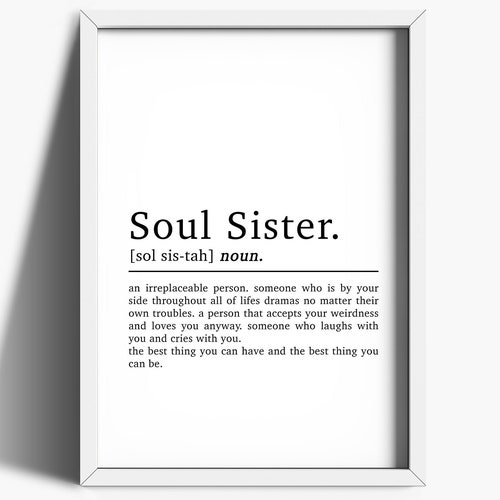 Prints Bestie Birthday Gift Best Friend Gift Soul Sister Definition