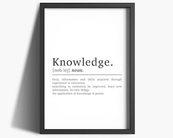 Motivational Print | Knowledge Definition | Office Wall Art | Home Office Print | Inspirational Quote Print | Home Décor | Home Office Decor