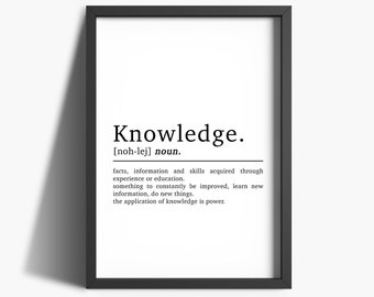 Motivational Print | Knowledge Definition | Office Wall Art | Home Office Print | Inspirational Quote Print | Home Décor | Home Office Decor