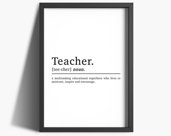 Teacher Definition Print | Minimalist Wall Art