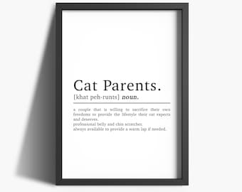 Cat Mum And Dad Wall Art Gift | Cat Parents Definition Print | Cat Mum Gift | Cat Dad Gifts | Pet Prints | Cat Wall Art | Cat Lovers Gift